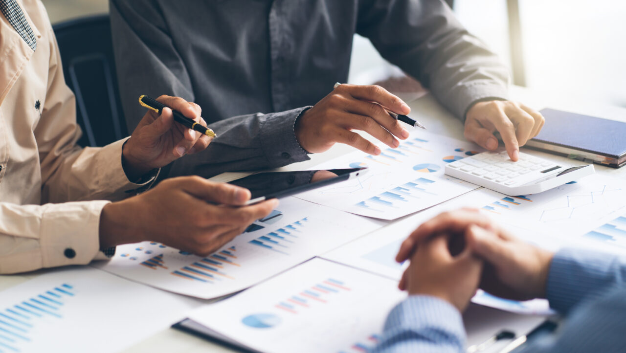 Teamwork of business colleagues, consultation new strategy plan Teamwork of business colleagues, consultation new strategy plan business and market growth on financial document graph report, conference to making growth profit, Partner meetings and briefing.
